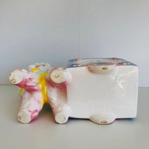 Vintage Anthropomorphic Ceramic Lamb Planter Multicolor Nursery Decor Kitsch - Picture 5 of 9